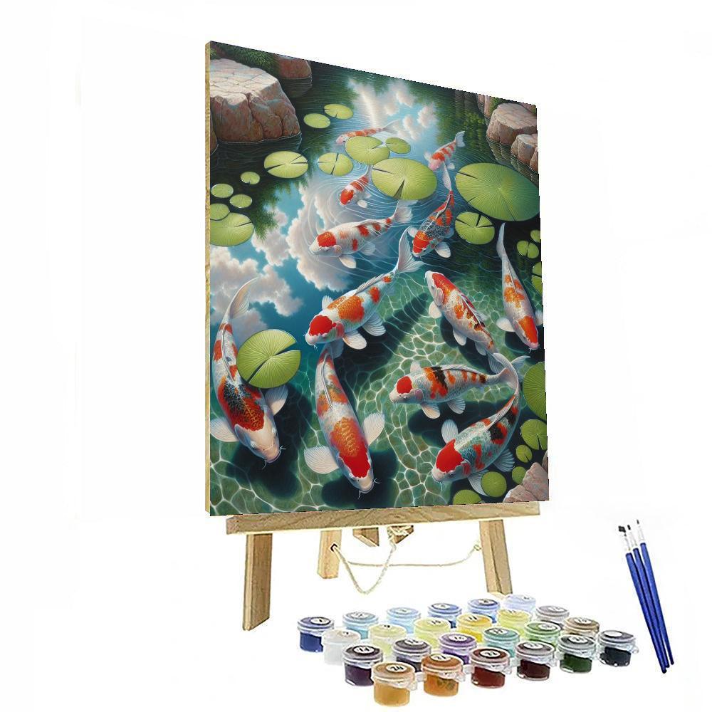 Koi Pond's Tranquil Beauty Painting By Numbers Kit