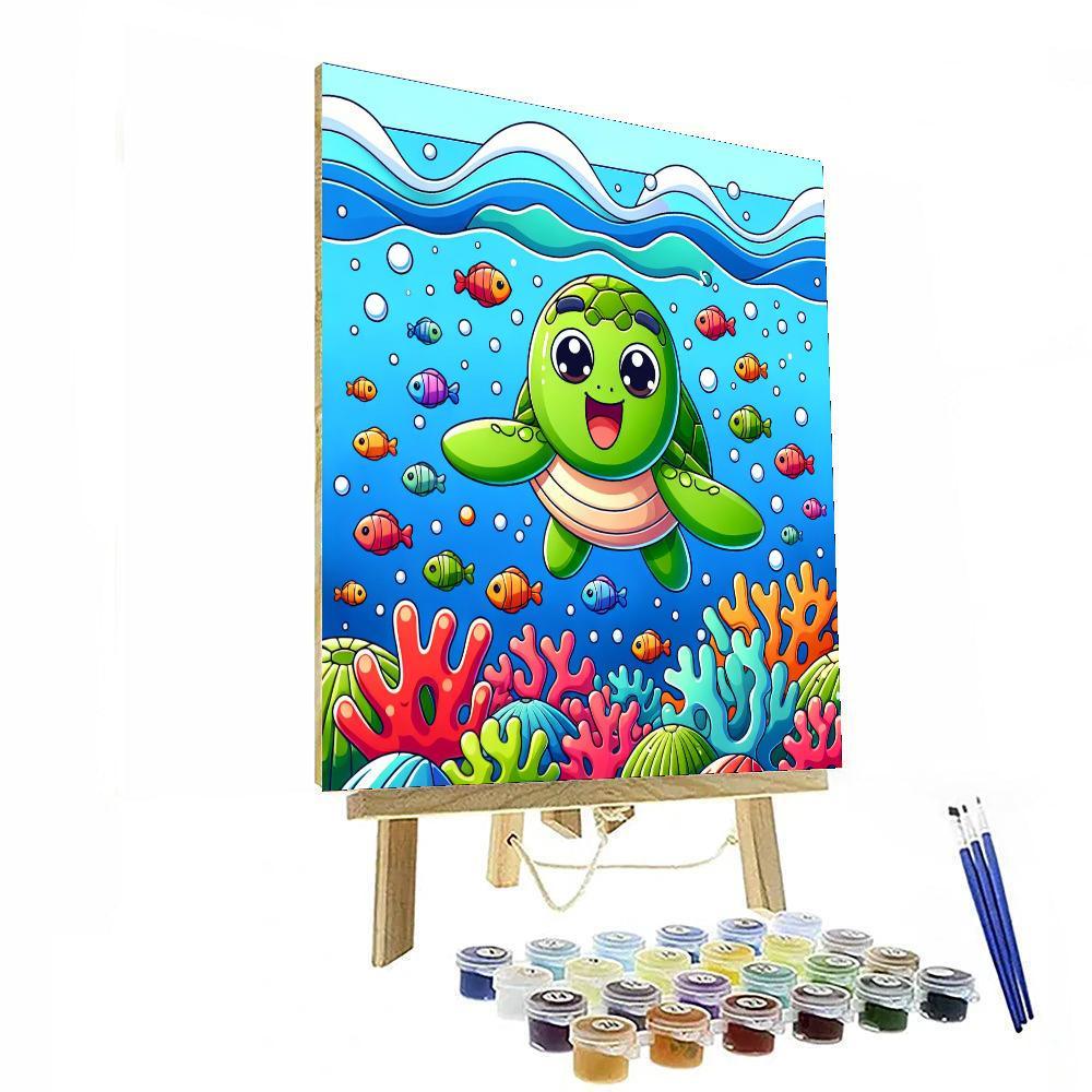 Fun-loving Turtle Paint By Color