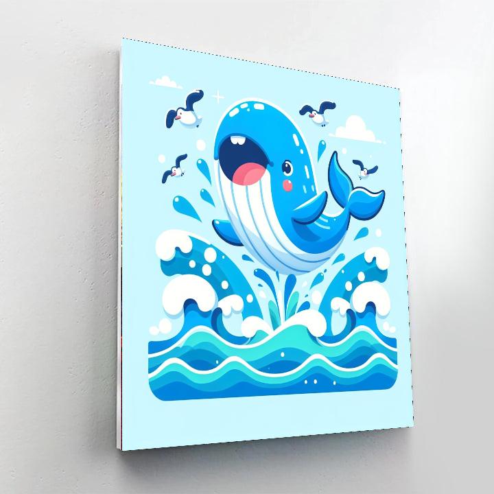 Cheerful Whale Splash Numbered Painting Kits