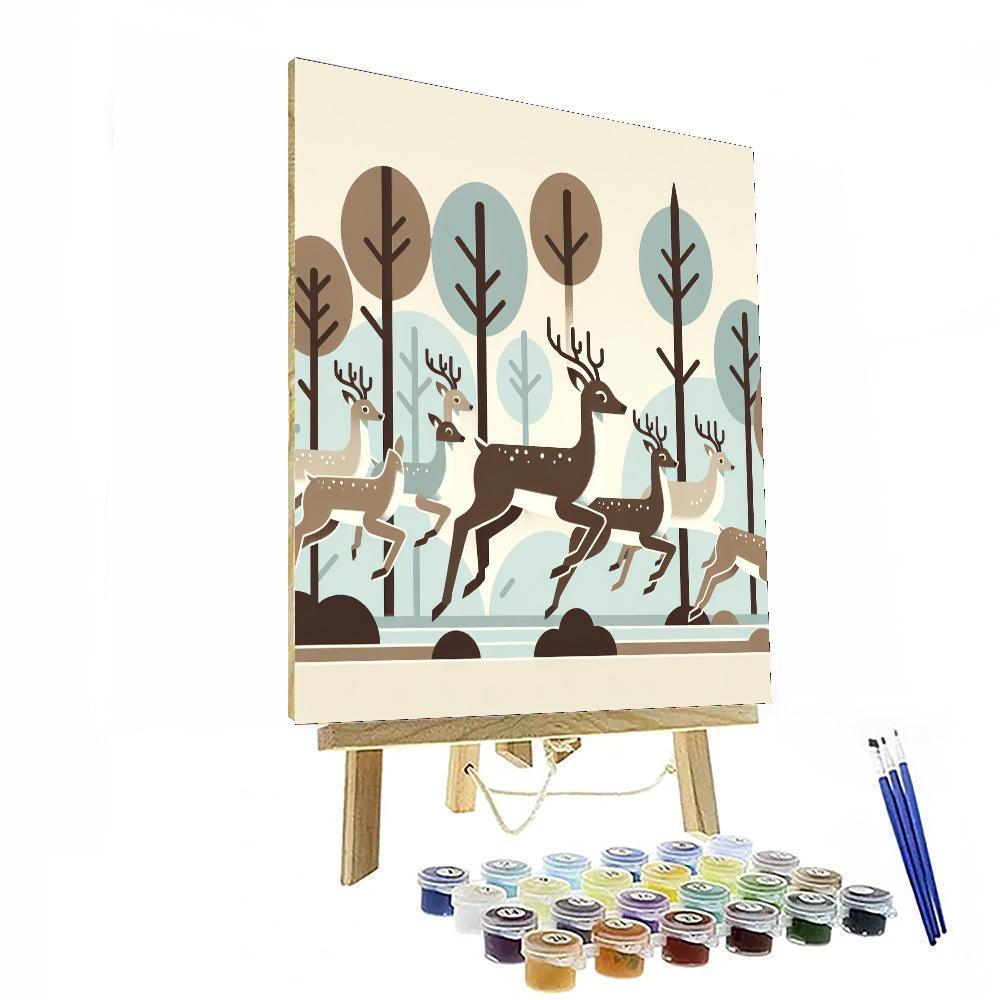 Delightful Deer Dance Paint By Color