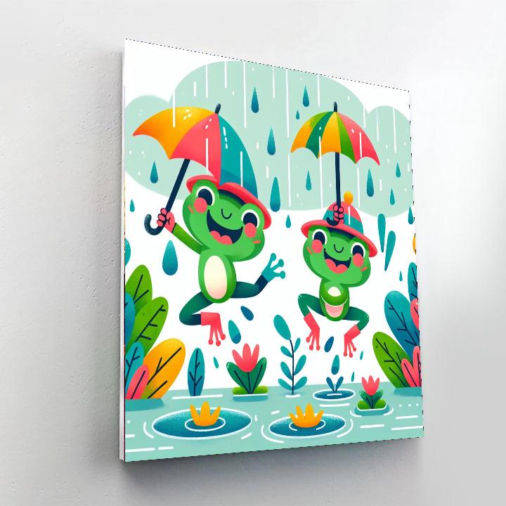 Rainy Day Frog Festival Number Painting