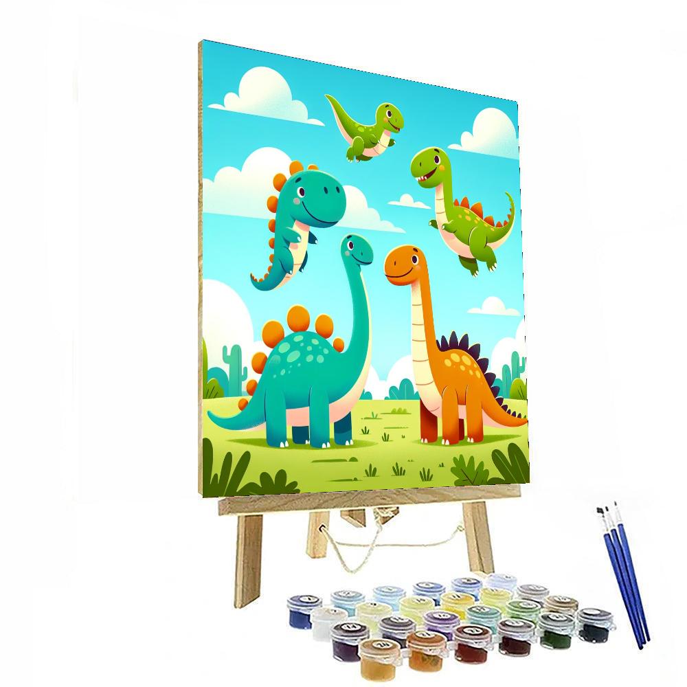 Sunny Day Dino Fun Paint By Numbers Art