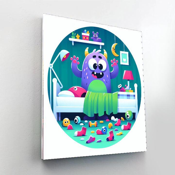 Silly Monster Under The Bed DIY Paint By Numbers
