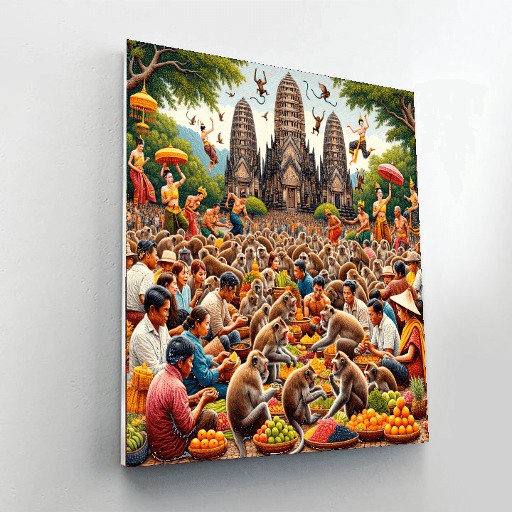 Lopburi Monkey Banquet - Thailand DIY Paint By Numbers
