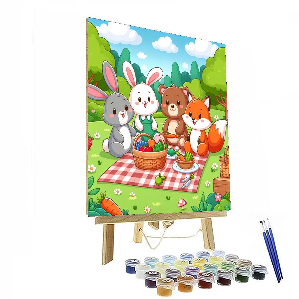 Cuddly Animals Picnic Painting Number Kit