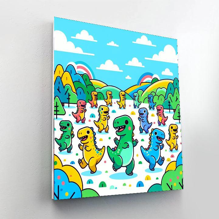 Dancing Dinosaurs In The Valley Painting By Numbers Kit