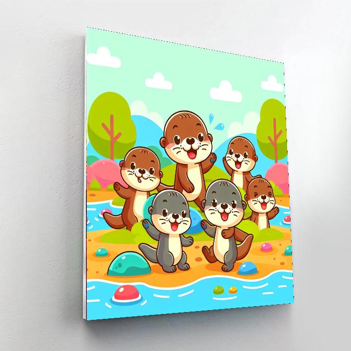 Otter's Riverbank Revelry Paint By Numbers