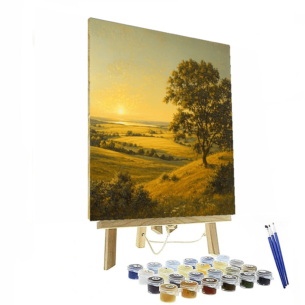 Thomas Cole Inspired Golden Prairie Dawn  Paint By Color