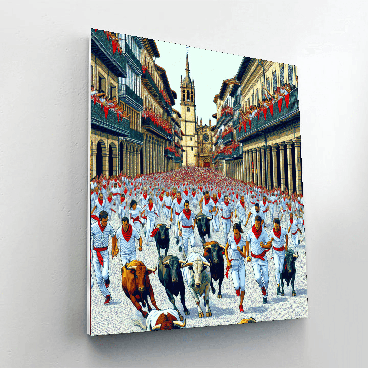 Fiesta De San Fermín - Pamplona, Spain Paint By Color