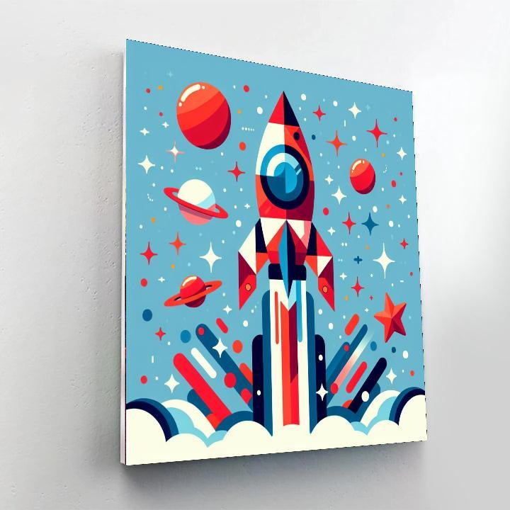 Rocketship Journey To The Stars Paint By Color