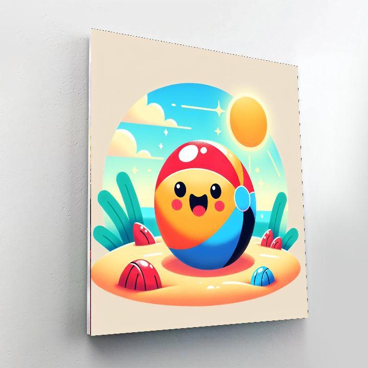 Bubbly Beach Ball DIY Paint By Numbers