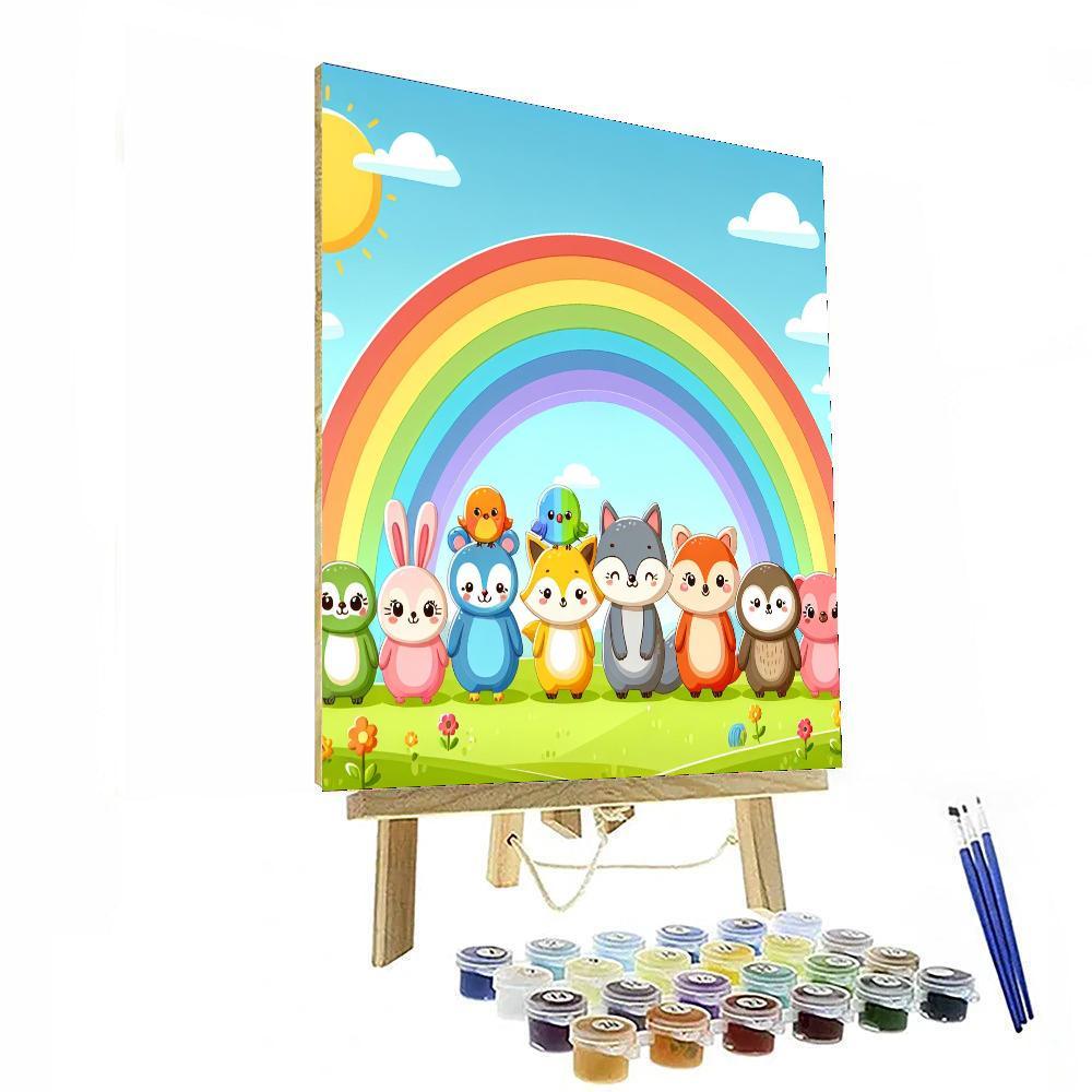 Joyful Rainbow Animals Number Painting