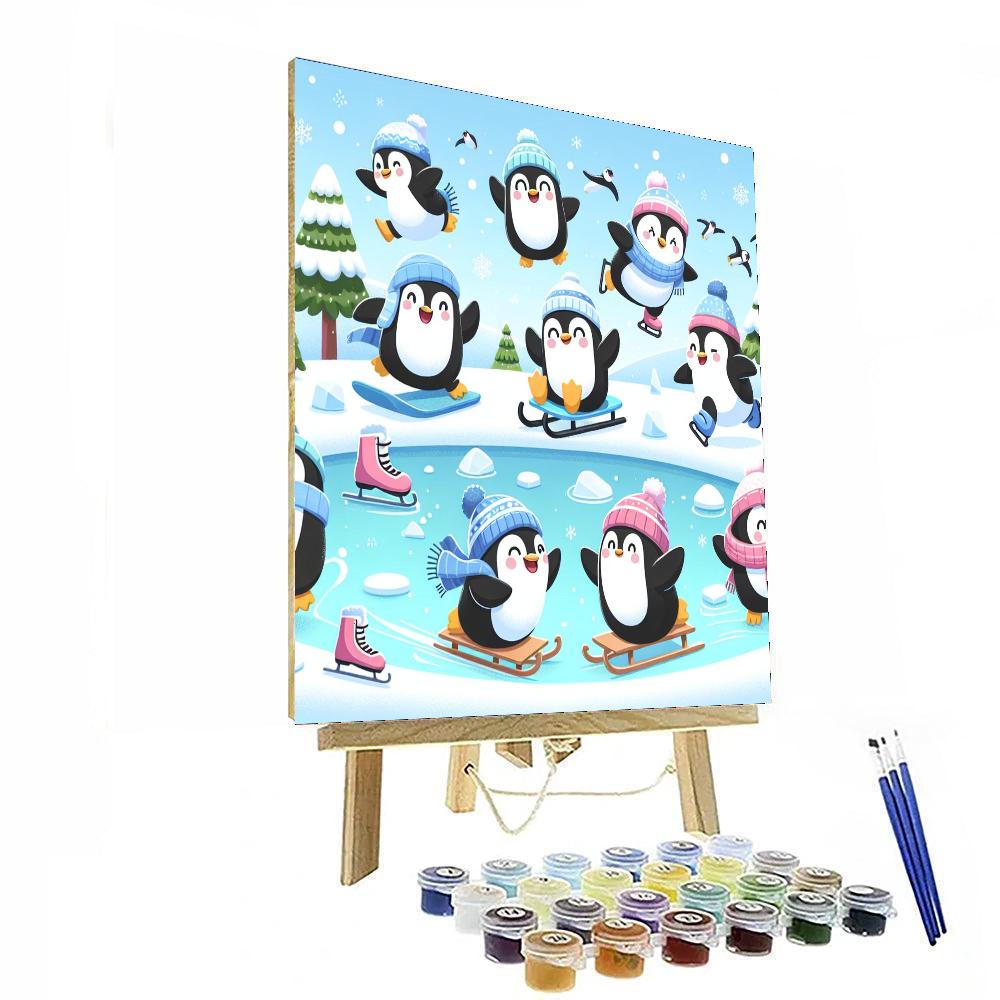 Sporty Penguins Play Painting Number Kit