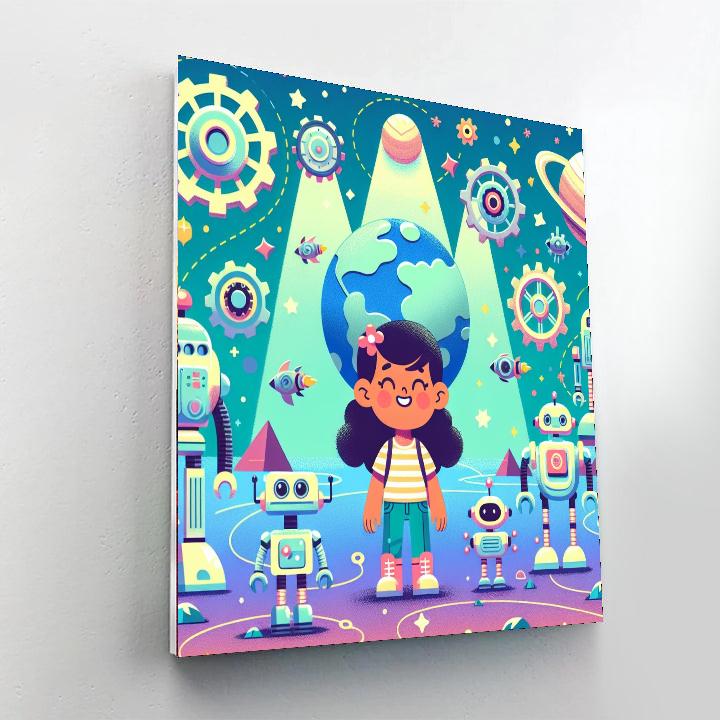 Robot Planet Adventure Painting Number Kit