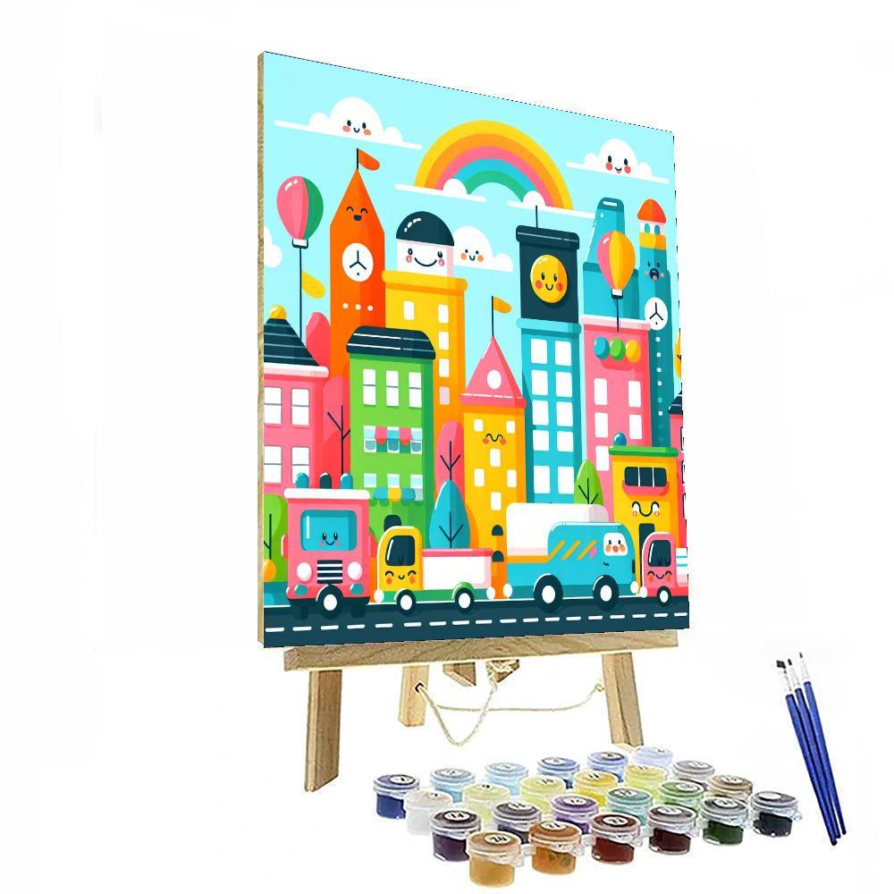 Cheerful Cityscape DIY Paint By Numbers