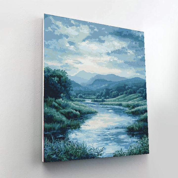 Hiroshige Inspired Tranquil River Escape  Painting By Numbers Kit