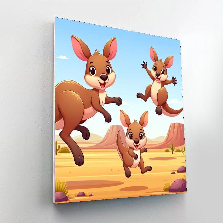 Bouncing With The Kangaroo Family Numbered Painting Kits