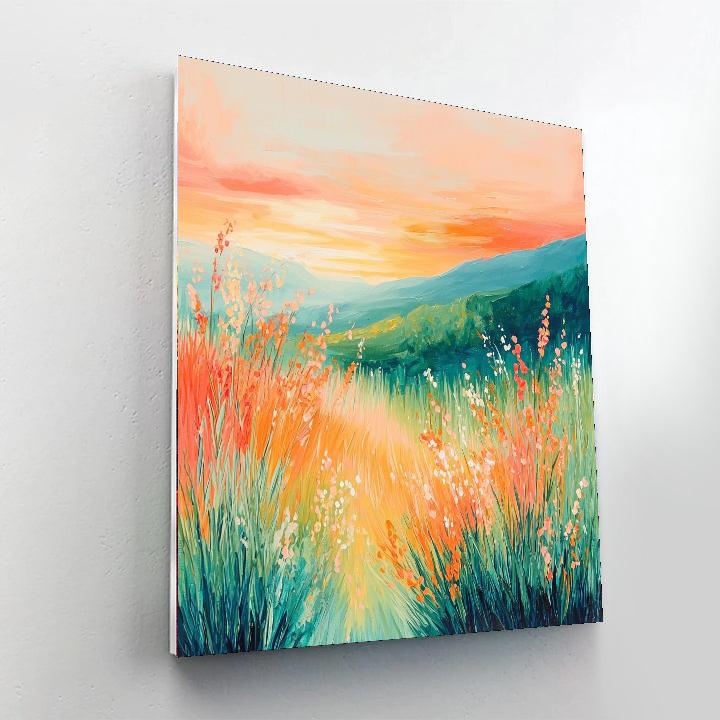 Leonardo Da Vinci Inspired Sunset Meadow  Paint By Number