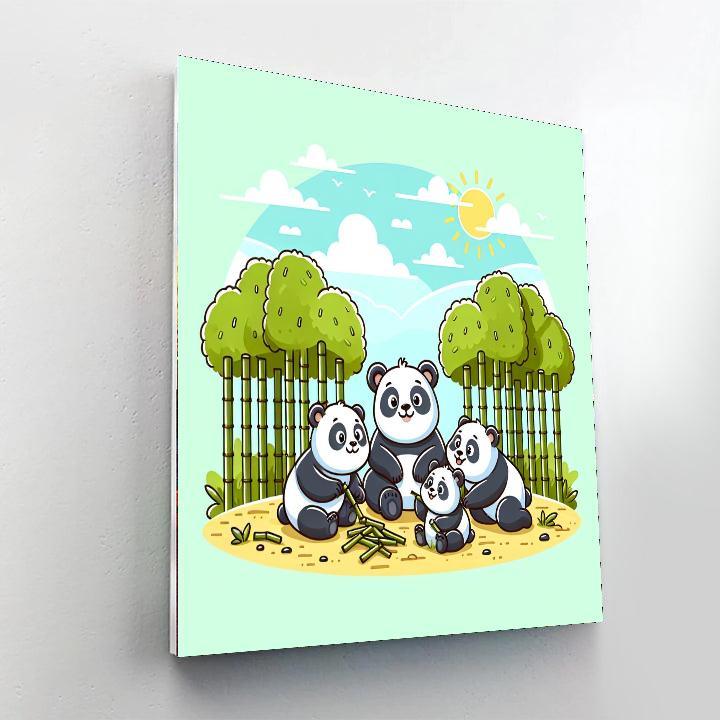 Friendly Panda Family Paint By Numbers Art