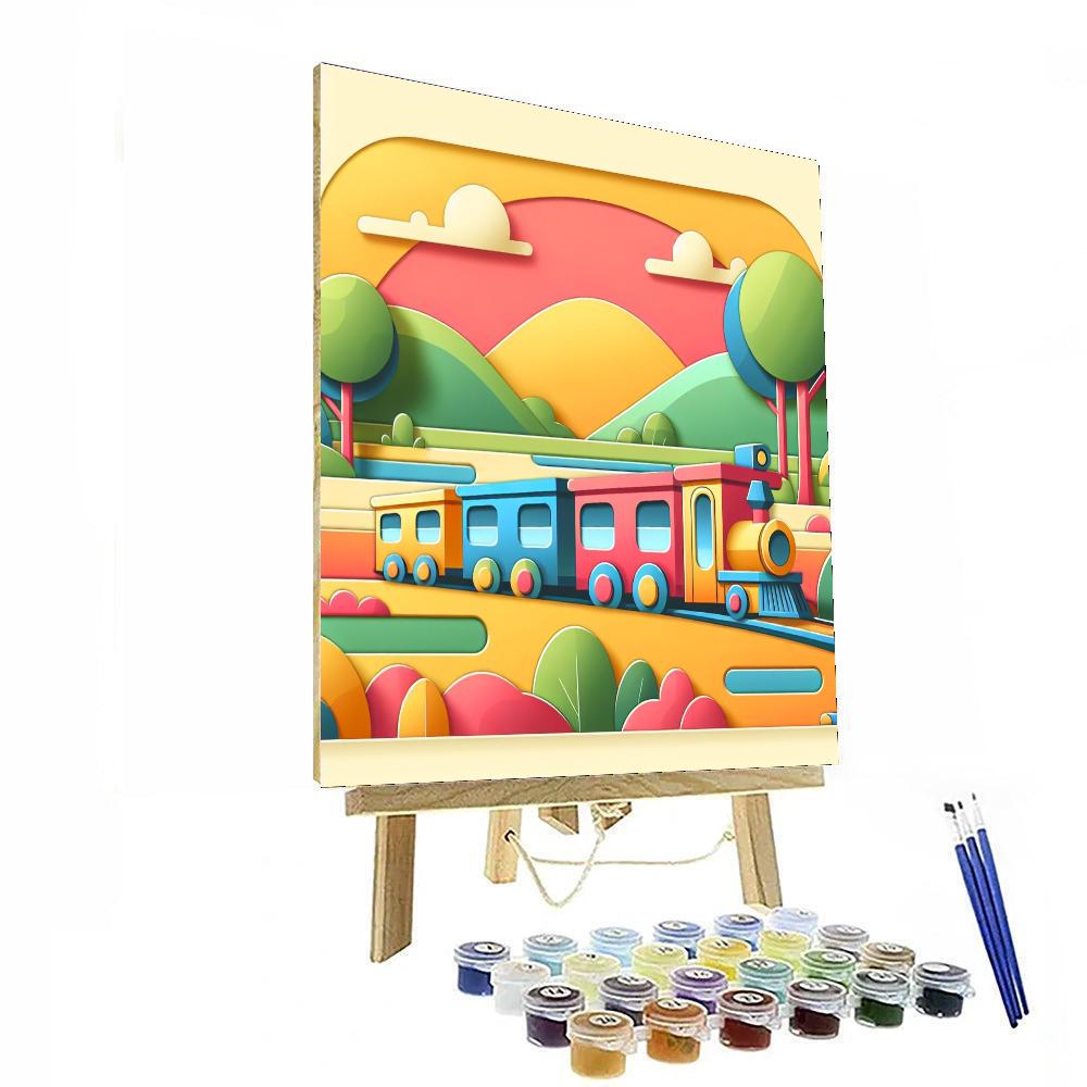 Cheerful Cartoon Train Journey Painting By Numbers Kit