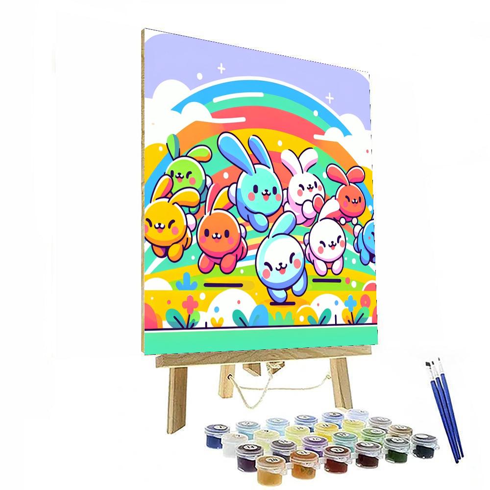 Rainbow Rabbit Romp Paint By Numbers Art