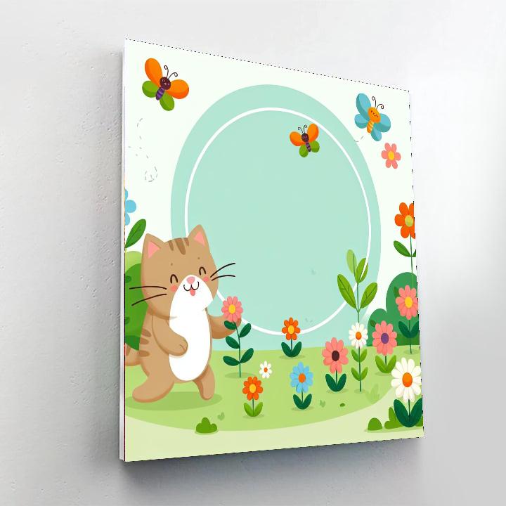 Silly Cat's Garden Adventure Numbered Painting Kits