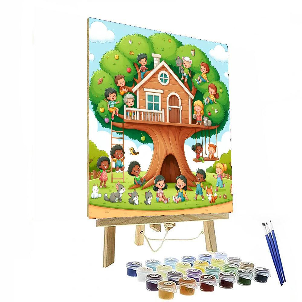 Cheerful Treehouse Adventure Numbered Painting Kits