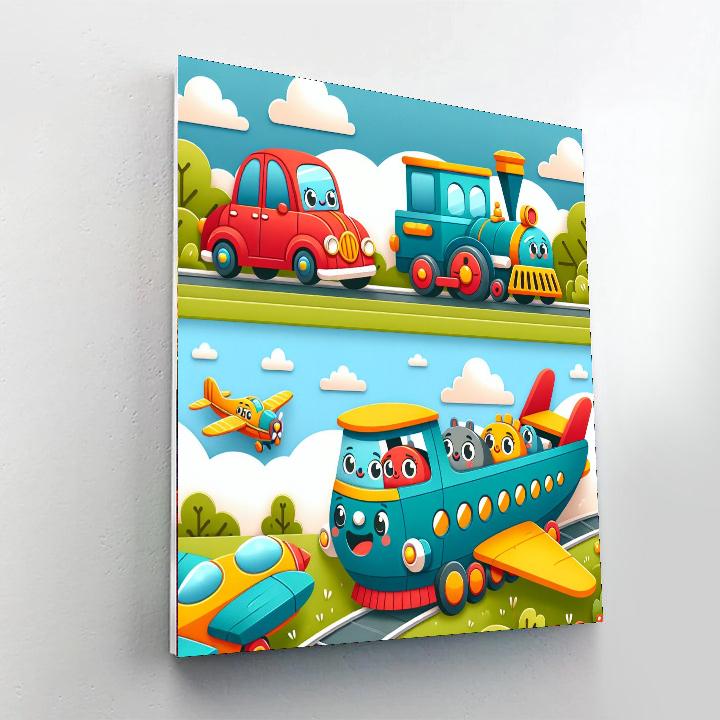 Funky Transportation Adventure Paint By Numbers Art