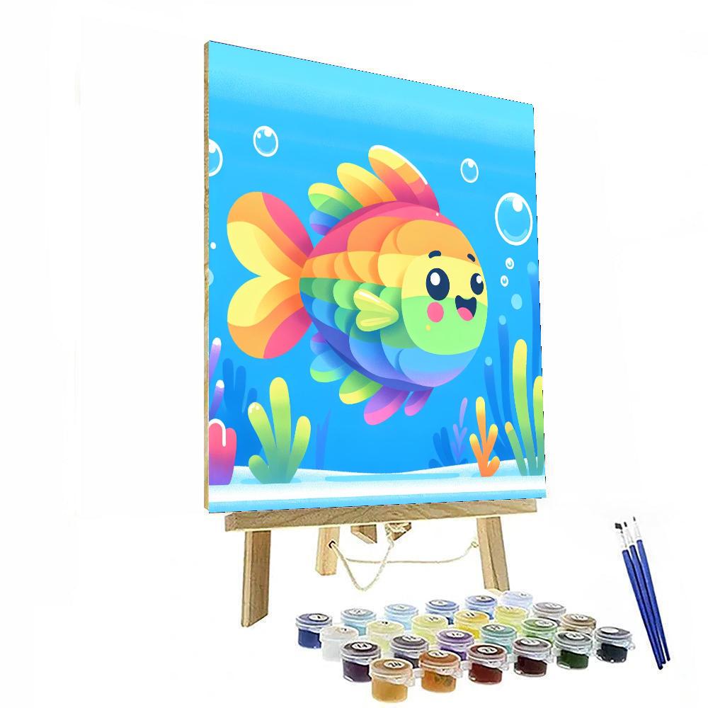 Joyful Rainbow Fish DIY Paint By Numbers