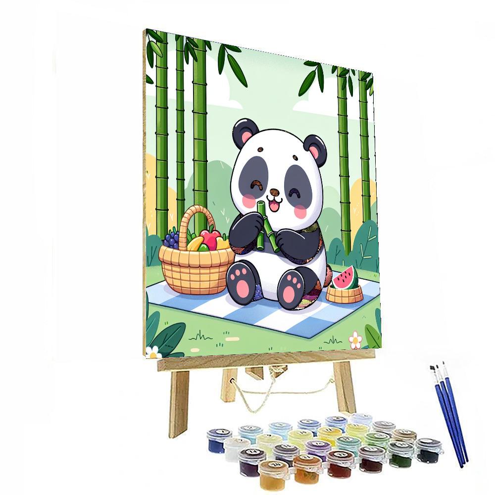 Cheerful Panda Picnic Number Painting