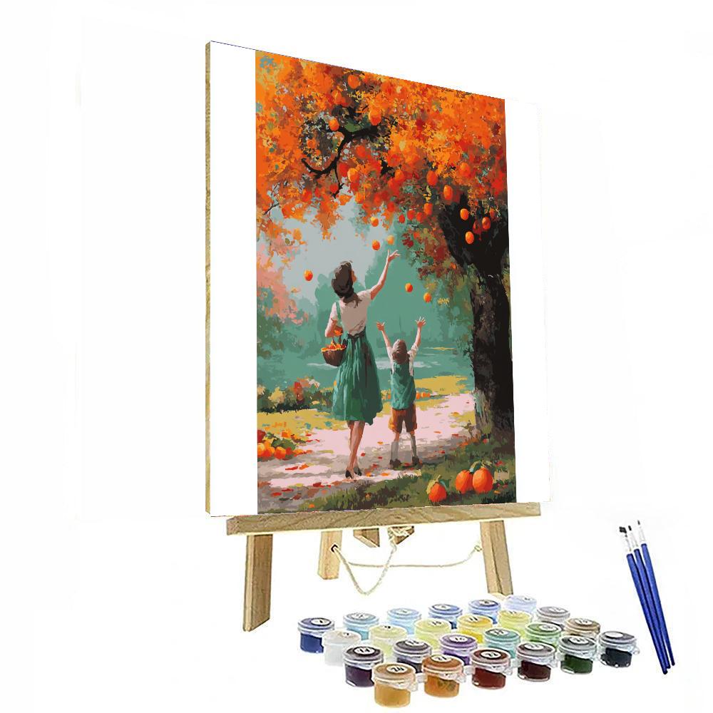 Playing In The Autumn Leaves Painting Number Kit