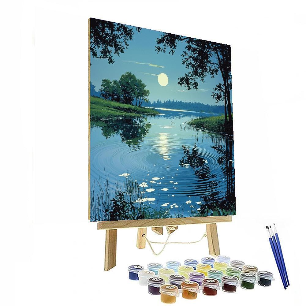 Nandalal Bose Inspired Reflections Of The Quiet Pond  Paint By Number
