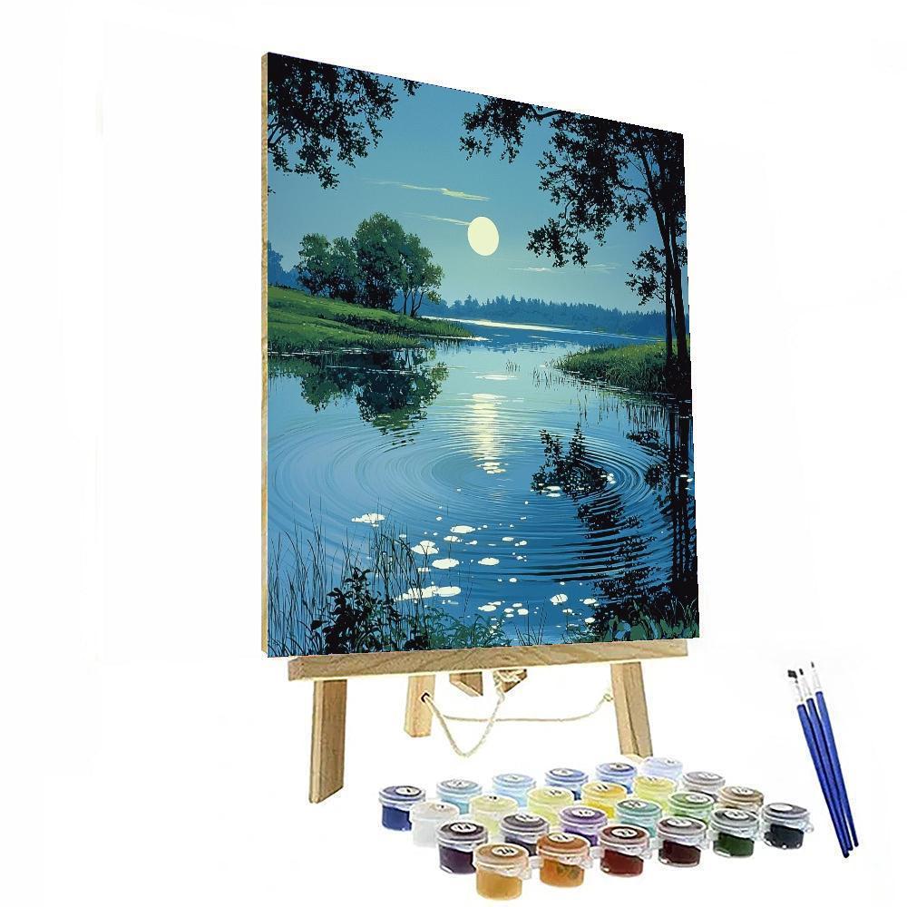 Nandalal Bose Inspired Reflections Of The Quiet Pond  Paint By Number