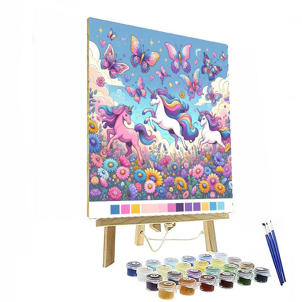 Magical Unicorns In The Meadow Painting Number Kit