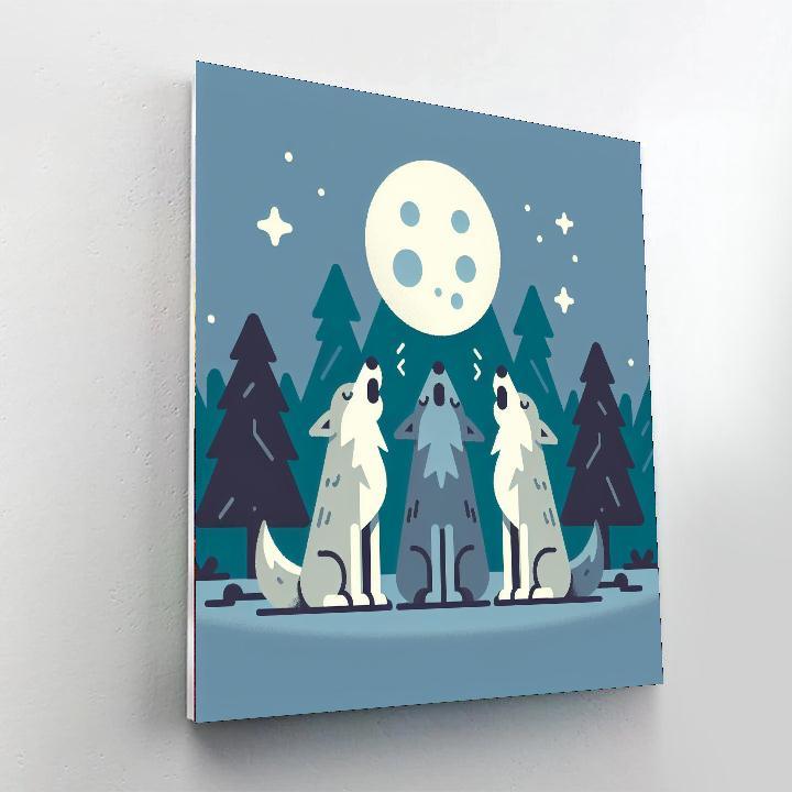 Moonlit Wolf Pack Paint By Number