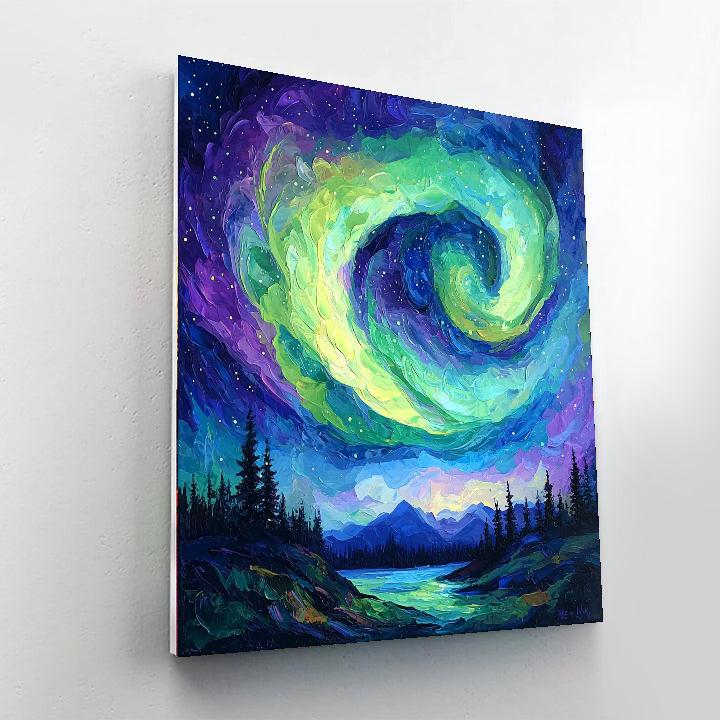 Georges Seurat Inspired Aurora Illumination  Number Painting
