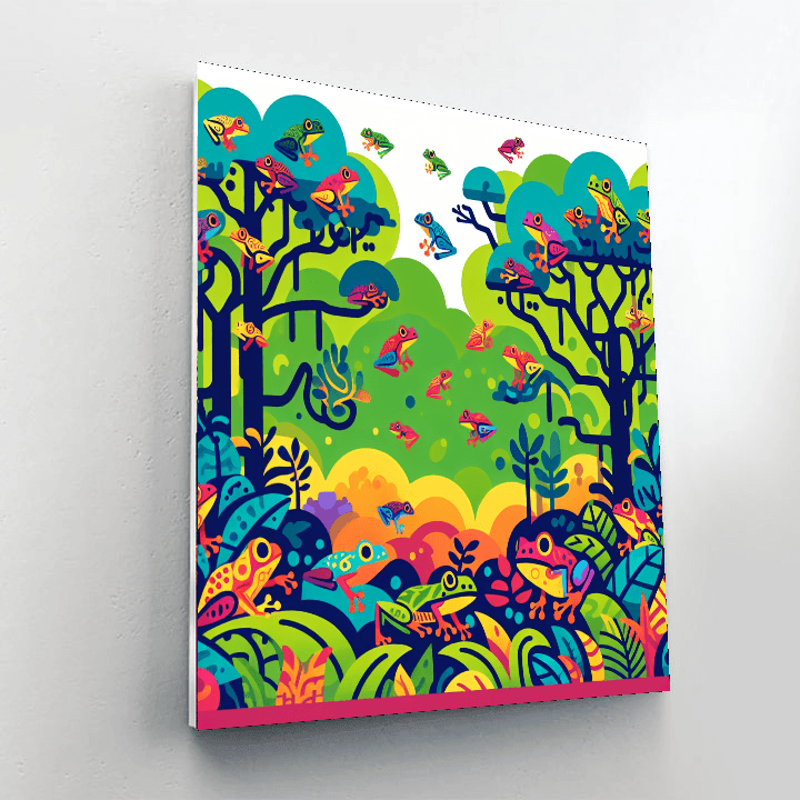 Rainbow Rainforest Frogs Paint By Number