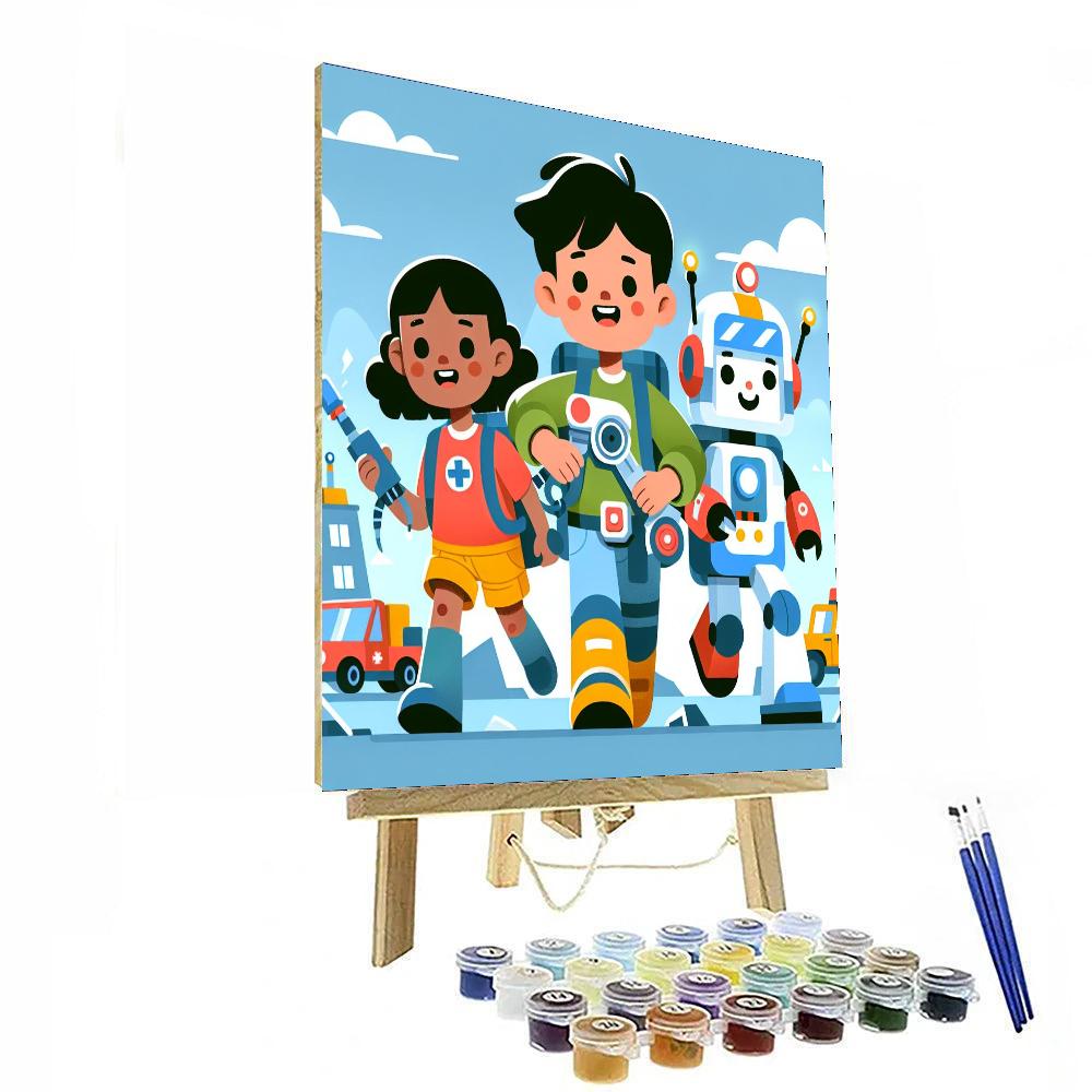 Robo Rescuers Number Painting
