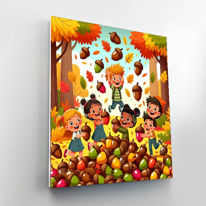Autumn Acorn Hunt Number Painting