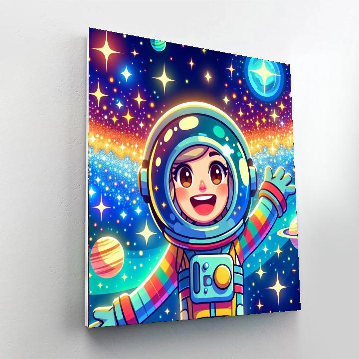 Cheerful Astronauts Journey Painting Number Kit