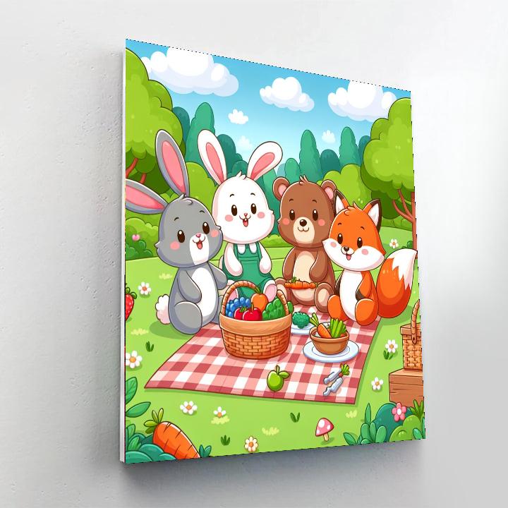 Cuddly Animals Picnic Painting Number Kit