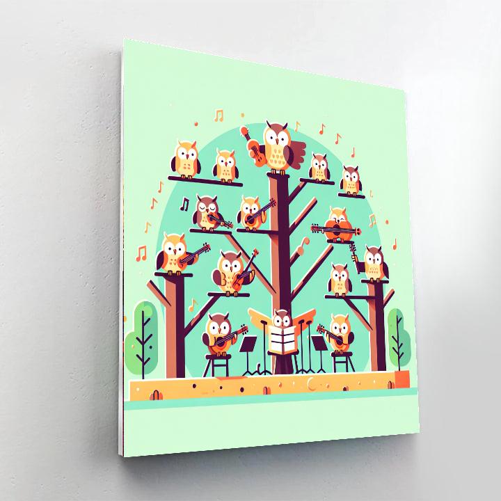 Charming Owl Orchestra Painting By Numbers Kit