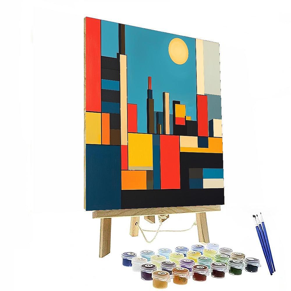 Piet Mondrian Inspired Modern Cityscape In Mondrian  DIY Paint By Numbers