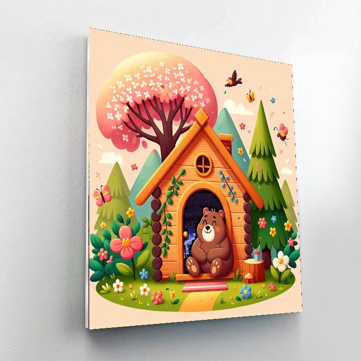 Cozy Bear Cabin Paint By Number