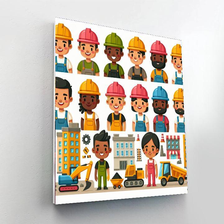 Busy Construction Zone Numbered Painting Kits