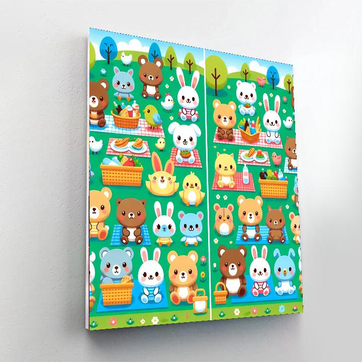 Cute Animal Picnic Party Painting Number Kit