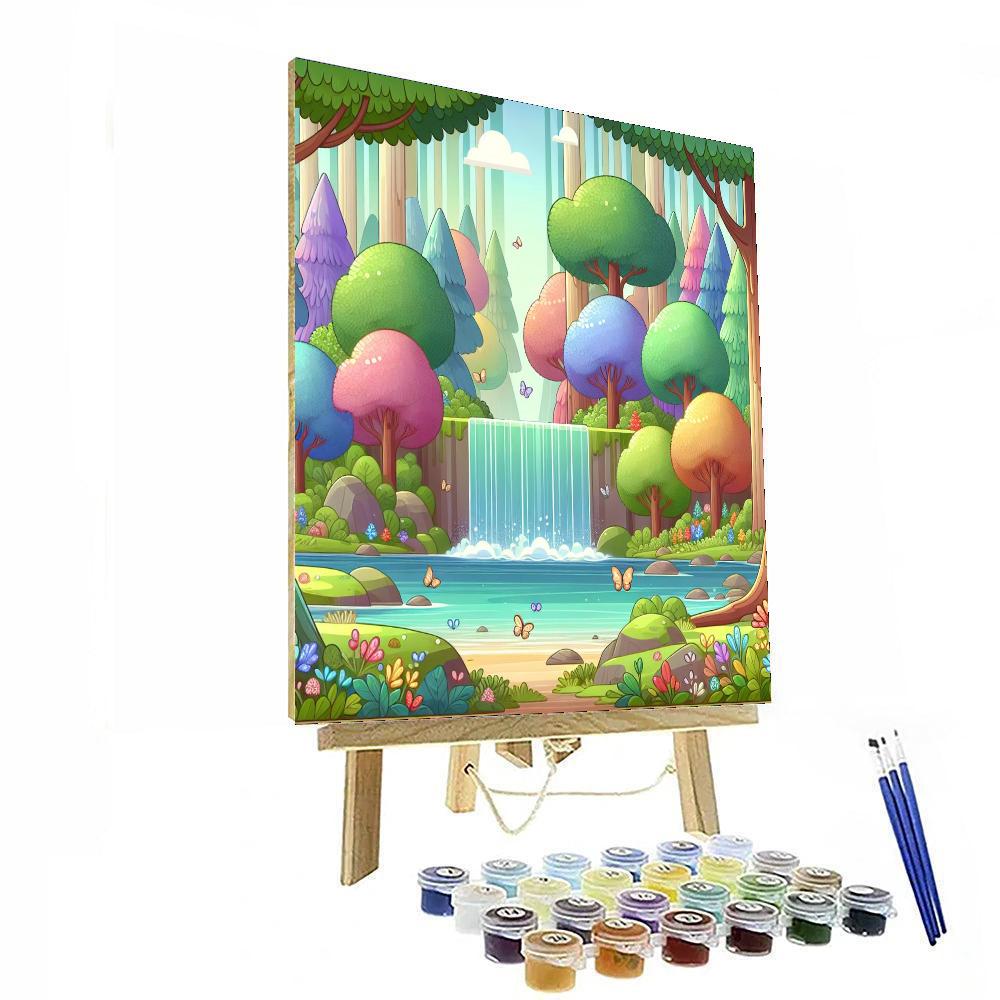 Enchanted Waterfall Forest Paint By Numbers Art