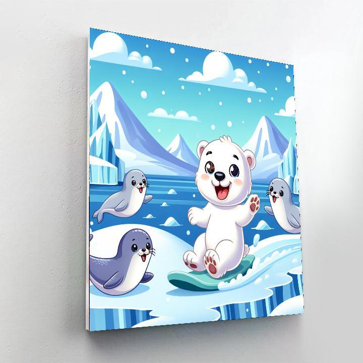 Polar Bear's Snowy Realm Painting Number Kit