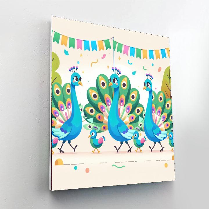 Peacock Parade Party Numbered Painting Kits