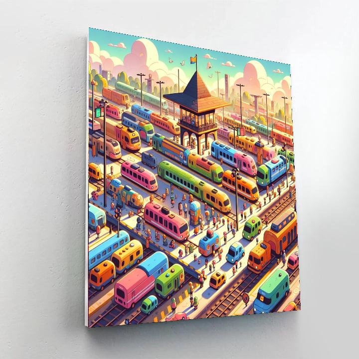 Charming Train Station Painting By Numbers Kit